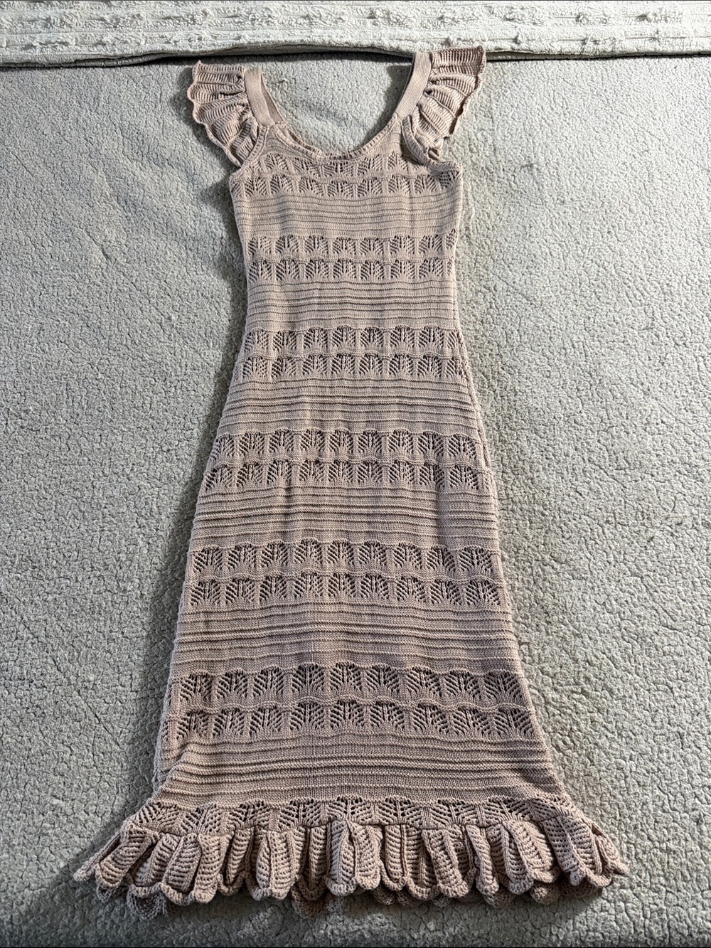 Freshman 1996 Ruffled Knit Maxi Dress in Blush XS